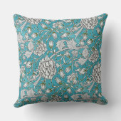 ヴィンテージ青フローラ銀葉花 クッション (裏面)