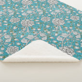 ヴィンテージ青フローラ銀葉花 シェルパブランケット (3/4)