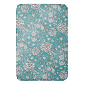 ヴィンテージ青フローラ銀葉花 バスマット (正面縦)