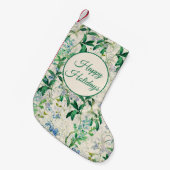 ヴィンテージ青フローラ スモールクリスマスストッキング (正面 (吊り時))