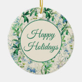 ヴィンテージ青フローラ セラミックオーナメント (正面)