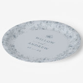 ヴィンテージ青フローラ ペーパープレート (アングル)