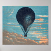 ヴィンテージ青熱気球絵画の ポスター (正面)