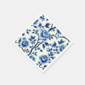 ヴィンテージ青白の植物芸術 スタンダードカクテルナプキン (角)