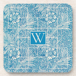 ヴィンテージ青白の花柄 コースター