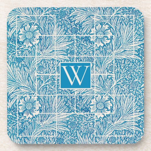 ヴィンテージ青白の花柄 コースター (正面)