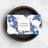 ヴィンテージ青白の花柄 名刺