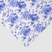 ヴィンテージ青白の花柄 薄葉紙 (詳細)