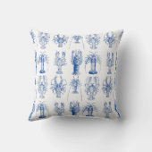 ヴィンテージ青白ロブスター甲殻類プリント クッション (裏面)