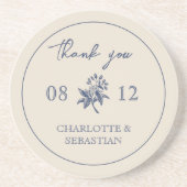 ヴィンテージ青結婚花 コースター (正面)