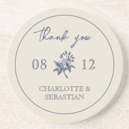 ヴィンテージ青結婚花 コースター