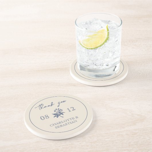 ヴィンテージ青結婚花 コースター (側面)