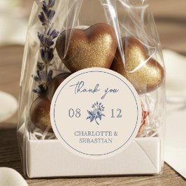 ヴィンテージ青結婚花 ラウンドシール