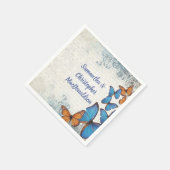 ヴィンテージ青結婚蝶 スタンダードカクテルナプキン (角)