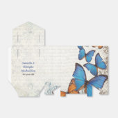 ヴィンテージ青結婚蝶 フェイバーボックス (折り畳みなし)