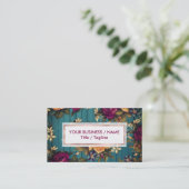 ヴィンテージ青緑色コーラルブルゴーニュフローラ 名刺 (スタンド正面)