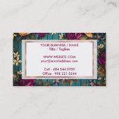 ヴィンテージ青緑色コーラルブルゴーニュフローラ 名刺 (裏面)