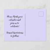 ヴィンテージ青色花のパターン日付を保存 案内ポストカード (裏面)