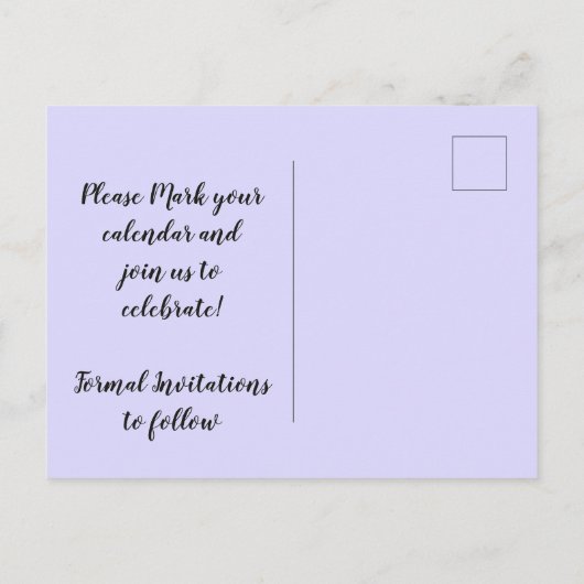 ヴィンテージ青色花のパターン日付を保存 案内ポストカード (裏面)