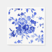 ヴィンテージ青色花柄 スタンダードカクテルナプキン (正面)