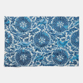 ヴィンテージ青色装飾花柄 キッチンタオル (横)