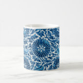 ヴィンテージ青色装飾花柄 コーヒーマグカップ (中央)