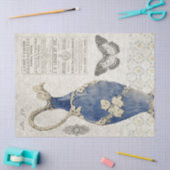 ヴィンテージ青花瓶と蝶 薄葉紙 (クラフト)