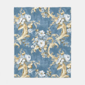 ヴィンテージ青 フリースブランケット (正面)