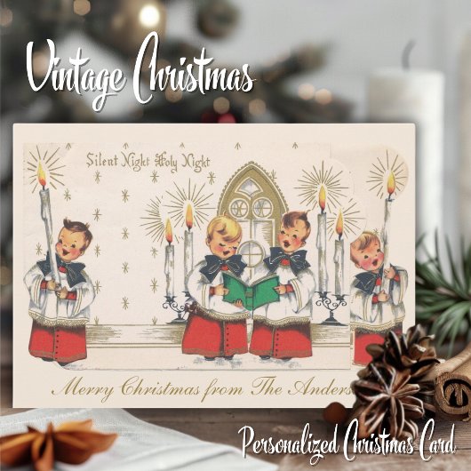 ヴィンテージ静かナイトショアボーイズカスタムクリスマス シーズンカード