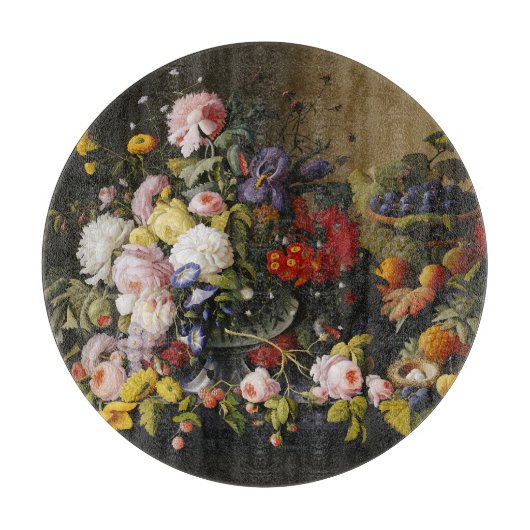 ヴィンテージ静物花と果実 カッティングボード (正面)