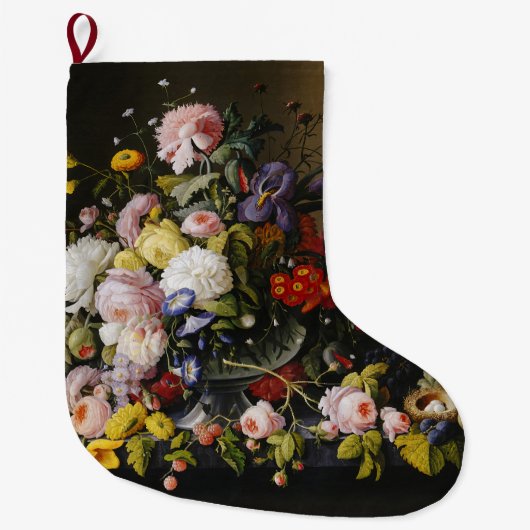 ヴィンテージ静物花と果実 ラージクリスマスストッキング (正面)