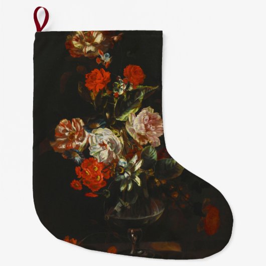 ヴィンテージ静物花 ラージクリスマスストッキング (正面)