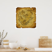 ヴィンテージ非表示のワールドマップ ポスター (キッチン)