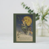 ヴィンテージ面白いハロウィンレアフクロウ ポストカード (スタンド正面)