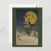 ヴィンテージ面白いハロウィンレアフクロウ ポストカード (正面/裏面)