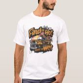 ヴィンテージ面白い消防車の夕焼け Tシャツ (正面)