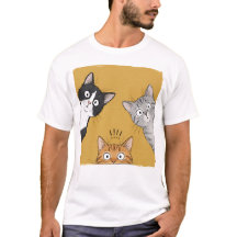 ヴィンテージ面白い猫のグラフィックTシャツ、可愛い猫