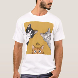 ヴィンテージ面白い猫のグラフィックTシャツ、可愛い猫 Tシャツ