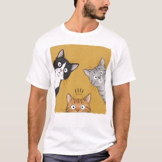 ヴィンテージ面白い猫のグラフィックTシャツ、可愛い猫 Tシャツ
