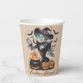 ヴィンテージ面白い魔女の釜 ハロウィンの祝福 紙コップ (裏面)