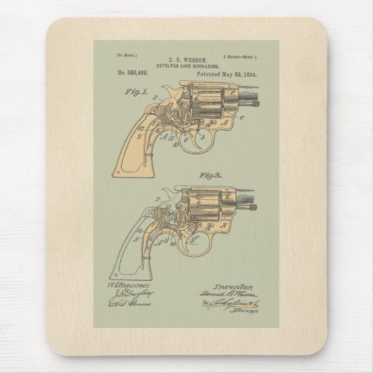 ヴィンテージ革命特許イラストレーション マウスパッド (正面)