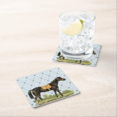 ヴィンテージ鞍馬イラストレーション スクエアペーパーコースター (インサイチュ)