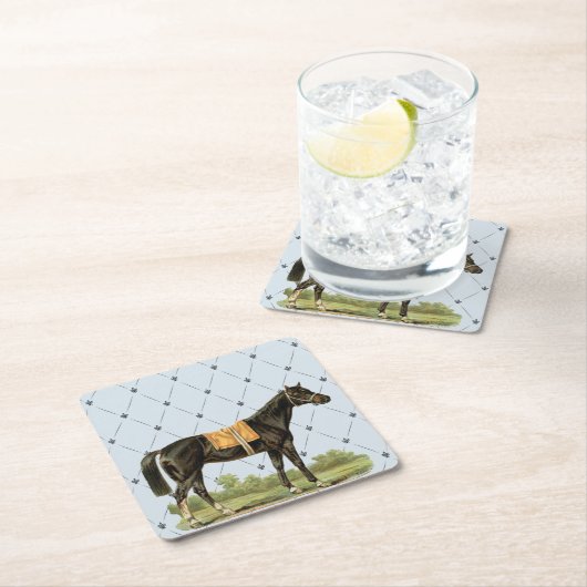 ヴィンテージ鞍馬イラストレーション スクエアペーパーコースター (インサイチュ)