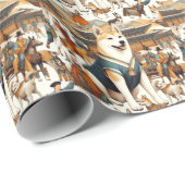 ヴィンテージ韓国人犬シームレスイラストレーション ラッピングペーパー (ロールコーナー)