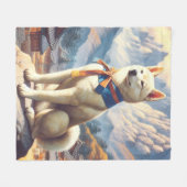 ヴィンテージ韓国人道イラストレーション フリースブランケット (正面(横))