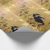 ヴィンテージ韓国猫の芸術の包装紙 ラッピングペーパー (角)