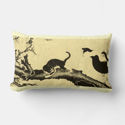 ヴィンテージ韓国猫の芸術 ランバークッション (正面)