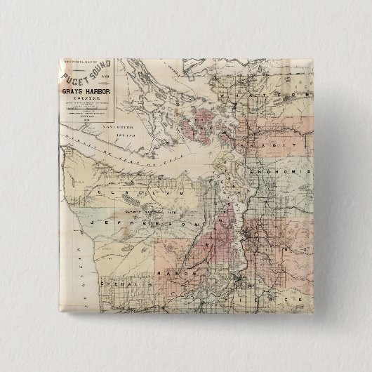 ヴィンテージ音の地図(1891) 缶バッジ (正面)