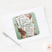 ヴィンテージ音楽と花 スクエアシール (封筒)