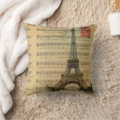 ヴィンテージ音楽はフランス人のパリエッフェル塔に注意します クッション (ブランケット)